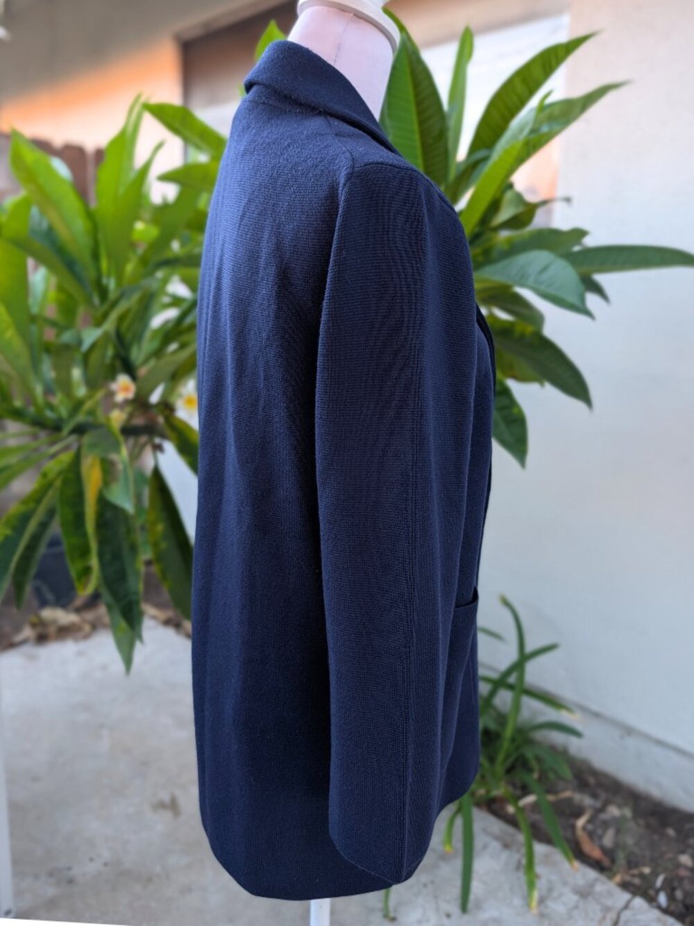 J.Crew navy open front sweater blazer with pockets 100% merino wool medium EUC - Picture 5 of 11
